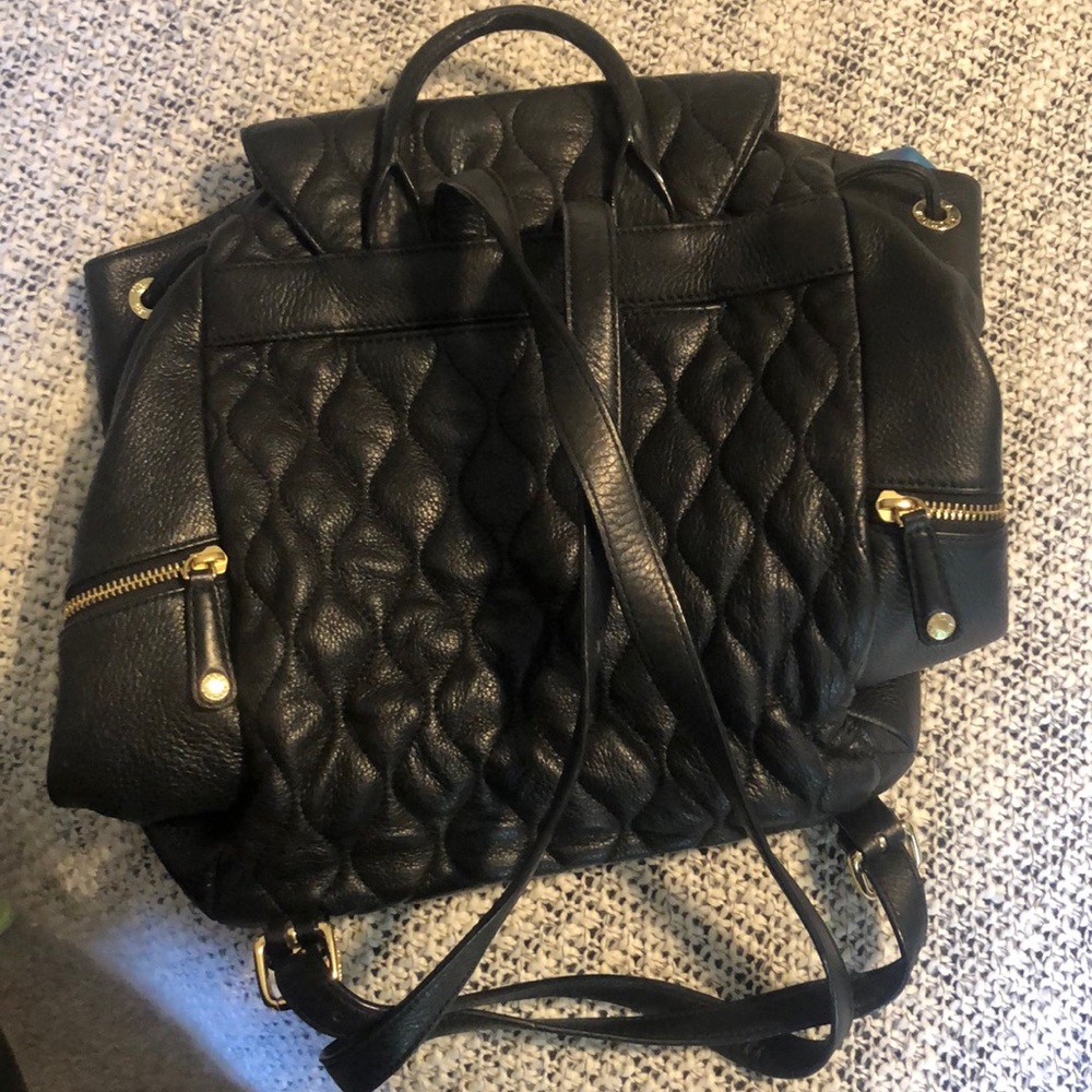 Black Quilted Leather Backpack - image 7
